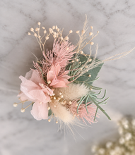 Load image into Gallery viewer, School formal set - corsage &amp; buttonhole in sage &amp; blush colours
