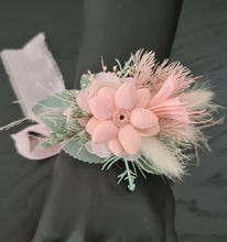 Load image into Gallery viewer, School formal set - corsage &amp; buttonhole in sage &amp; blush colours

