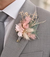 Load image into Gallery viewer, School formal set - corsage &amp; buttonhole in sage &amp; blush colours

