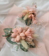 Load image into Gallery viewer, School formal set - corsage &amp; buttonhole in sage &amp; blush colours

