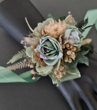 Load image into Gallery viewer, Antique gold &amp; green everlasting flowers corsage – school formal, prom, wedding
