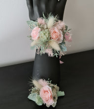 Load image into Gallery viewer, School formal set - corsage &amp; buttonhole in sage, olive green &amp; blush colours
