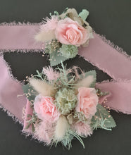 Load image into Gallery viewer, School formal set - corsage &amp; buttonhole in sage, olive green &amp; blush colours
