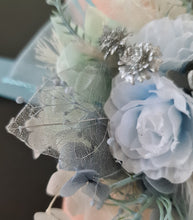 Load image into Gallery viewer, Blush blue &amp; silver everlasting flowers corsage – school formal, prom, wedding
