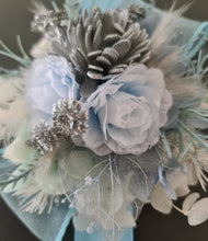 Load image into Gallery viewer, Blush blue &amp; silver everlasting flowers corsage – school formal, prom, wedding
