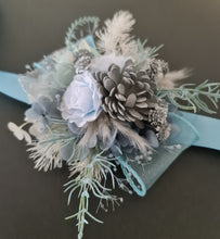 Load image into Gallery viewer, Blush blue &amp; silver everlasting flowers corsage – school formal, prom, wedding
