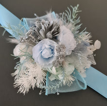 Load image into Gallery viewer, Blush blue &amp; silver everlasting flowers corsage – school formal, prom, wedding
