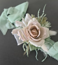 Load image into Gallery viewer, Simple sage green everlasting flowers corsage – school formal, prom, wedding
