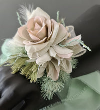 Load image into Gallery viewer, Simple sage green everlasting flowers corsage – school formal, prom, wedding
