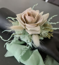 Load image into Gallery viewer, Simple sage green everlasting flowers corsage – school formal, prom, wedding
