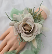 Load image into Gallery viewer, Simple sage green everlasting flowers corsage – school formal, prom, wedding
