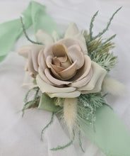 Load image into Gallery viewer, Simple sage green everlasting flowers corsage – school formal, prom, wedding
