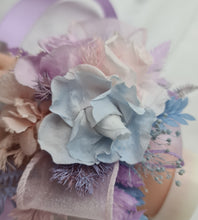 Load image into Gallery viewer, Preserved flowers pastel colour corsage blue, pink &amp; violet – school formal, prom, graduation
