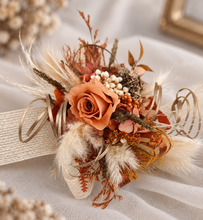 Load image into Gallery viewer, Rustic orange preserved flowers corsage – school formal, prom, graduation
