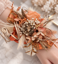 Load image into Gallery viewer, Rustic orange preserved flowers corsage – school formal, prom, graduation
