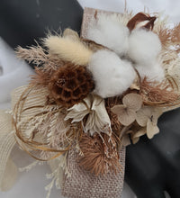 Load image into Gallery viewer, Boho preserved flowers &amp; cotton flower corsage - school formal, prom, graduation
