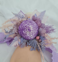 Load image into Gallery viewer, Everlasting flowers violet, purple &amp; pink corsage w crystals – school formal, prom, graduation, wedding
