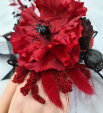Load image into Gallery viewer, Black &amp; red poppy flower corsage – school formal, prom, graduation, wedding
