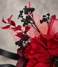 Load image into Gallery viewer, Black &amp; red poppy flower corsage – school formal, prom, graduation, wedding
