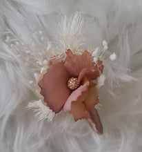 Load image into Gallery viewer, Blush &amp; nude everlasting flowers corsage n buttonhole set w crystals – school formal, prom, graduation, wedding
