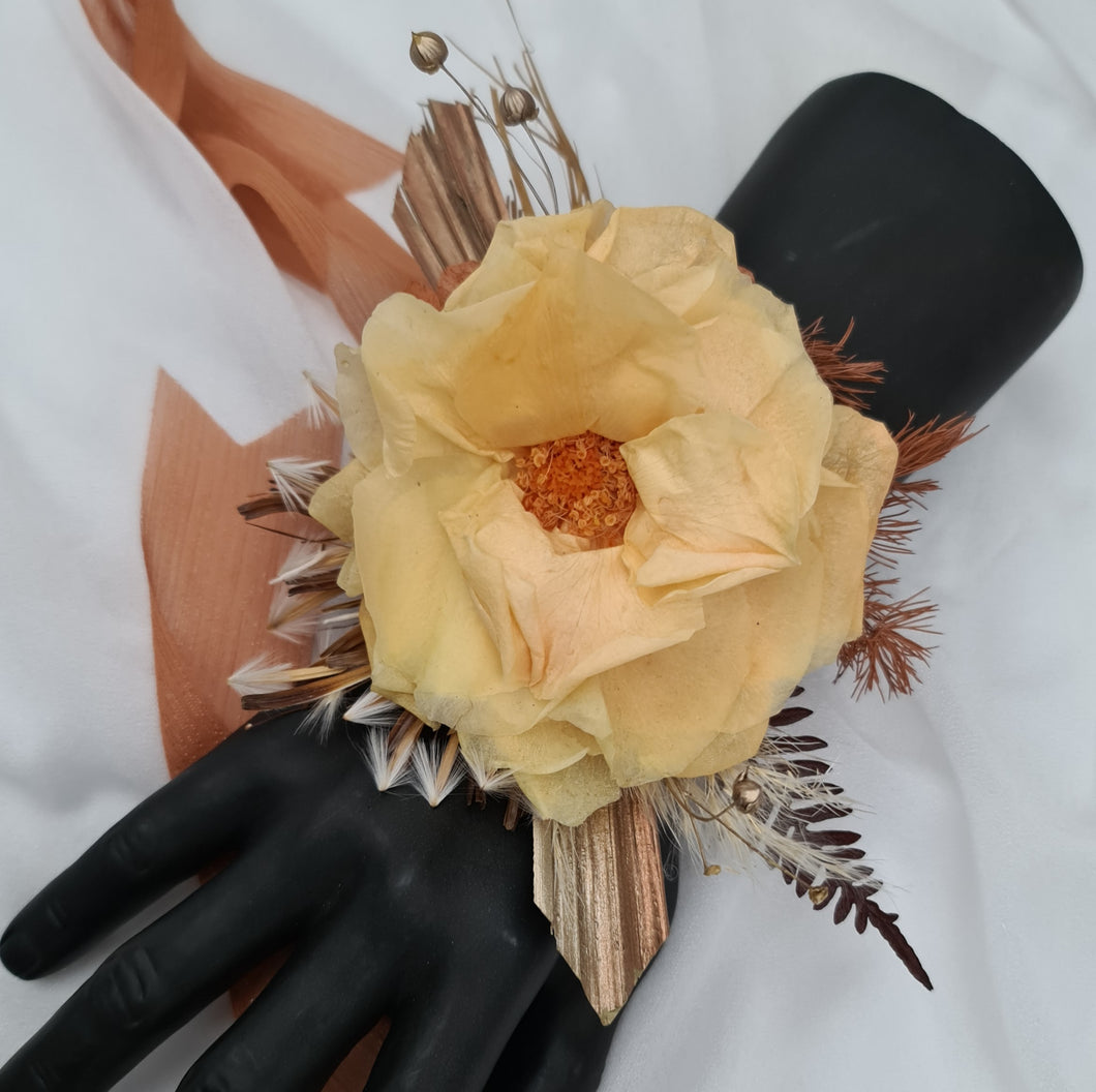 Preserved French rose rustic style corsage – school formal, prom, graduation, wedding