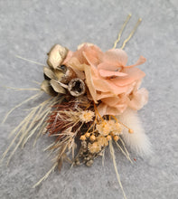 Load image into Gallery viewer, Preserved flowers bobby pin large x 3 rustic peach, gold, orange
