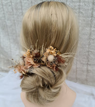 Load image into Gallery viewer, Preserved flowers bobby pin large x 3 rustic peach, gold, orange
