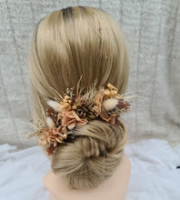 Load image into Gallery viewer, Preserved flowers bobby pin large x 3 rustic peach, gold, orange
