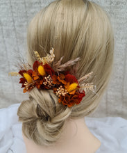 Load image into Gallery viewer, Preserved flowers bobby pin large x 3 rustic terracotta, rusty tones
