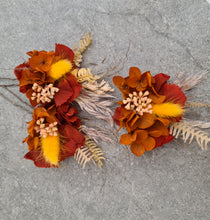 Load image into Gallery viewer, Preserved flowers bobby pin large x 3 rustic terracotta, rusty tones
