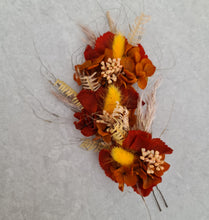Load image into Gallery viewer, Preserved flowers bobby pin large x 3 rustic terracotta, rusty tones
