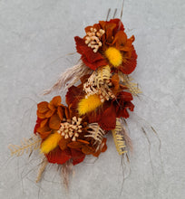 Load image into Gallery viewer, Preserved flowers bobby pin large x 3 rustic terracotta, rusty tones
