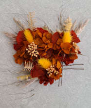 Load image into Gallery viewer, Preserved flowers bobby pin large x 3 rustic terracotta, rusty tones
