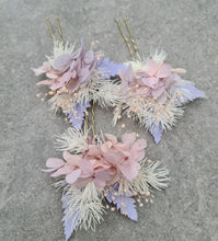Load image into Gallery viewer, Preserved flowers bobby pin large x 3 blush pastel colours
