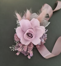 Load image into Gallery viewer, Everlasting flowers dusty violet corsage - School formal, prom, graduation, wedding
