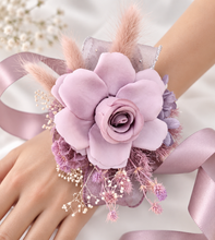 Load image into Gallery viewer, Everlasting flowers dusty violet corsage - School formal, prom, graduation, wedding
