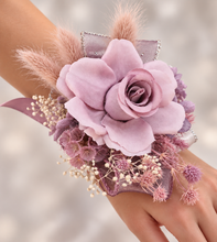 Load image into Gallery viewer, Everlasting flowers dusty violet corsage - School formal, prom, graduation, wedding
