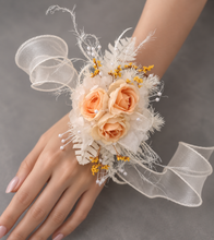 Load image into Gallery viewer, Elegant yellow / white corsage &amp; buttonhole set w peony - School formal, prom, graduation, wedding
