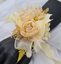 Load image into Gallery viewer, Yellow peony corsage &amp; buttonhole set - School formal, prom, graduation, wedding
