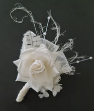 Load image into Gallery viewer, Sassy elegant white corsage &amp; buttonhole set w pearls - School formal, prom, graduation, wedding
