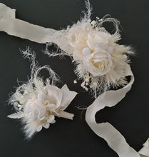 Load image into Gallery viewer, Boho Corsage &amp; buttonhole set w peony - School formal, prom, graduation, wedding
