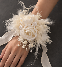 Load image into Gallery viewer, Boho Corsage &amp; buttonhole set w peony - School formal, prom, graduation, wedding
