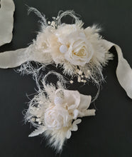 Load image into Gallery viewer, Boho Corsage &amp; buttonhole set w peony - School formal, prom, graduation, wedding
