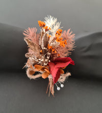 Load image into Gallery viewer, Rustic terracotta preserved flowers buttonhole - Groom, wedding, school formal
