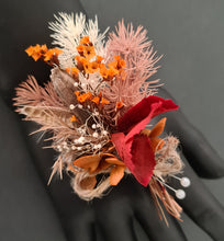 Load image into Gallery viewer, Rustic terracotta preserved flowers buttonhole - Groom, wedding, school formal

