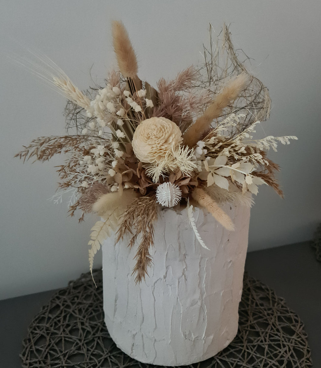 Boho preserved flowers cake topper w palm leaf