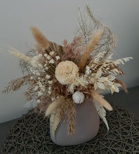 Load image into Gallery viewer, Boho preserved flowers cake topper w palm leaf
