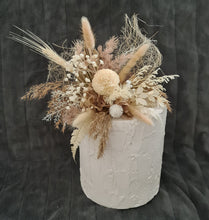 Load image into Gallery viewer, Boho preserved flowers cake topper w palm leaf
