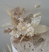 Load image into Gallery viewer, Boho Triple flowers cake topper - engagement, wedding
