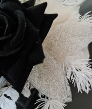 Load image into Gallery viewer, Black &amp; white everlasting flowers corsage &amp; boutonniere - School formal, prom, graduation, wedding
